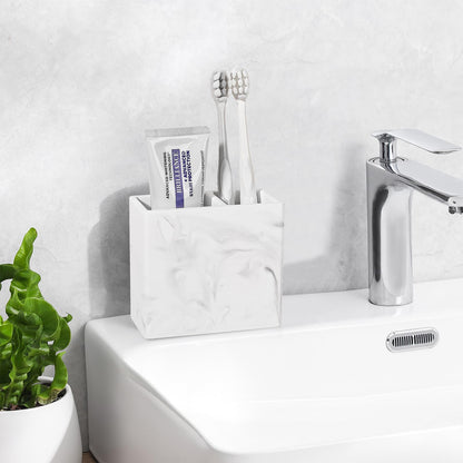 Diatomite Toothbrush Holders for Bathrooms, Electric Toothbrush and Toothpaste Holder Tooth Brush Organizer for Bathroom Countertop, Shower, Vanity - Marble White