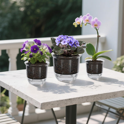 IWNTWY Plant Pots 6/5/4 inch Set of 3, Self Watering Pots for Indoor Outdoor Plants Flowers, Self Watering Planters with Reservoir, Drainage Hole and Absorbent Cotton Rope