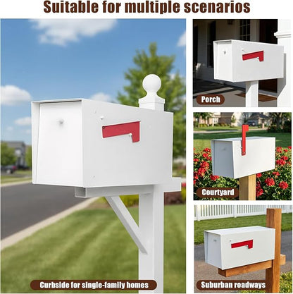 Large Mailboxes for Outside Post Mount Mailbox, Metal Mail Box with Magnetic Latch, Galvanized Steel Modern Mailbox for House Outside, 20.9 x 7.9 x 10 Inches, White