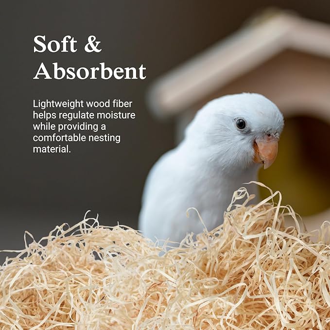 The Habitat Life - Natural Ribbon Cut Excelsior - for Birds, Hamsters, Gerbils, Rats & Other Small Mammals - Soft & Absorbent - Wood Fiber - Dye-Free & Safe - Medium - 2 Pack
