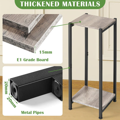 Dipion Tall Plant Stand Indoor,31 Inch Plant Stands,2 Tier Metal Plant Stand with Heavy Duty Wood,Greige and Black