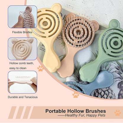 Cat-Ear Design Puppy Brush, Gentle Soft-Bristle Small Dogs Plastic Detangling Grooming Tool, Fit for Yorkie Shih Tzu Maltese Maltipoo (Light Pink)