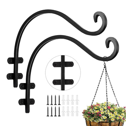 TUOBOUNDARY 12 Inch Hanging Basket Hook Outdoor 2PCS Bird Feeder Hanger,Garden Hooks,Wind Chimes,Outdoor or Indoor Heavy-Duty Long Plant Hanger Hook