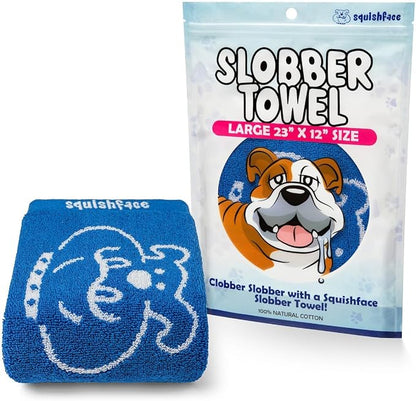 Squishface Slobber Towel – 100% Cotton Dog Drool Towel 23x12