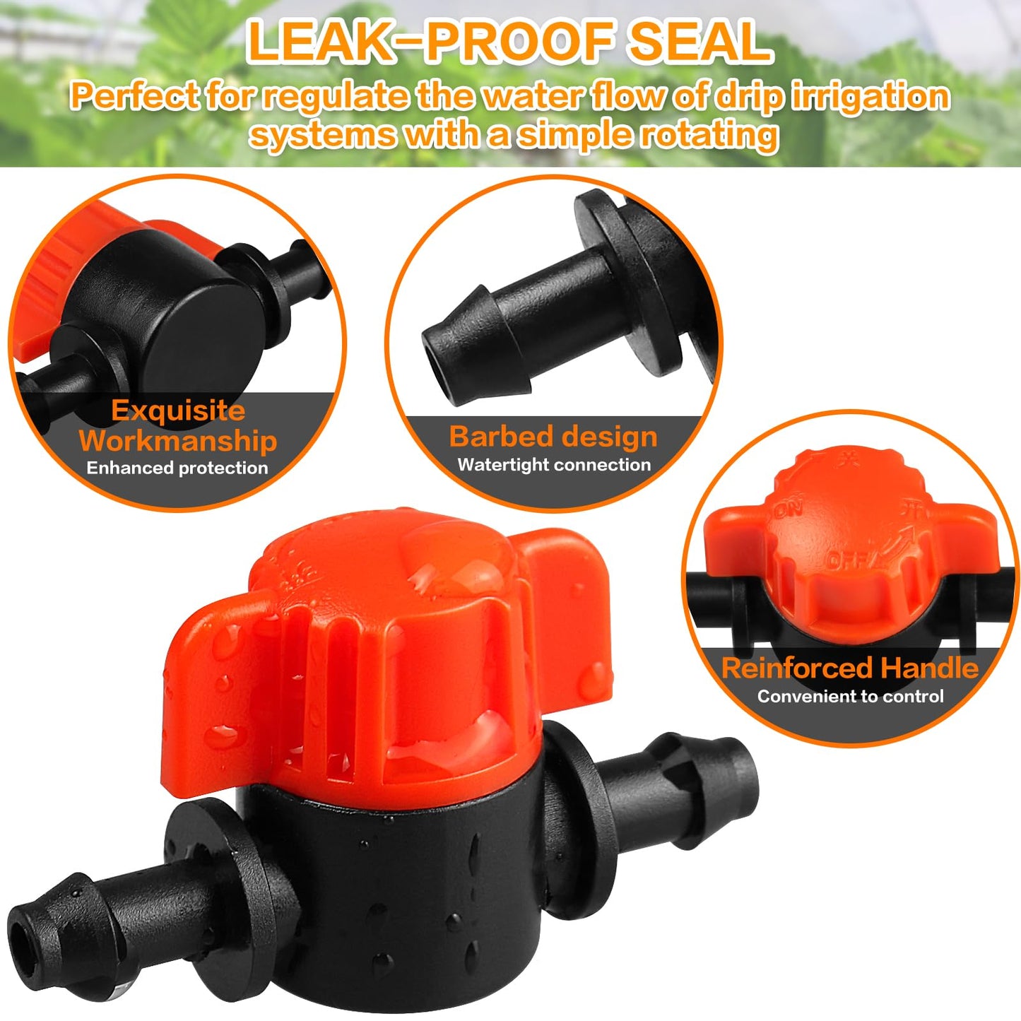 Gardrip 1/4" Drip Irrigation Valve - 25 Pack Shut Off Switch Fits 1/4 Inch Drip Tubing - Cut Off Valve for Garden Lawn Irrigation