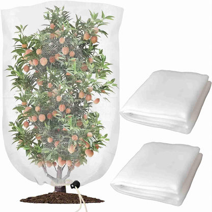 2 Pack Bird Netting for Fruit Trees with Zipper & Drawstring – 3.3x4.6FT Garden Plant Covers, Reusable Protection for Blueberry Bushes, Tomato Plants, Cherry Trees – Blocks Birds, Cicadas & Pests