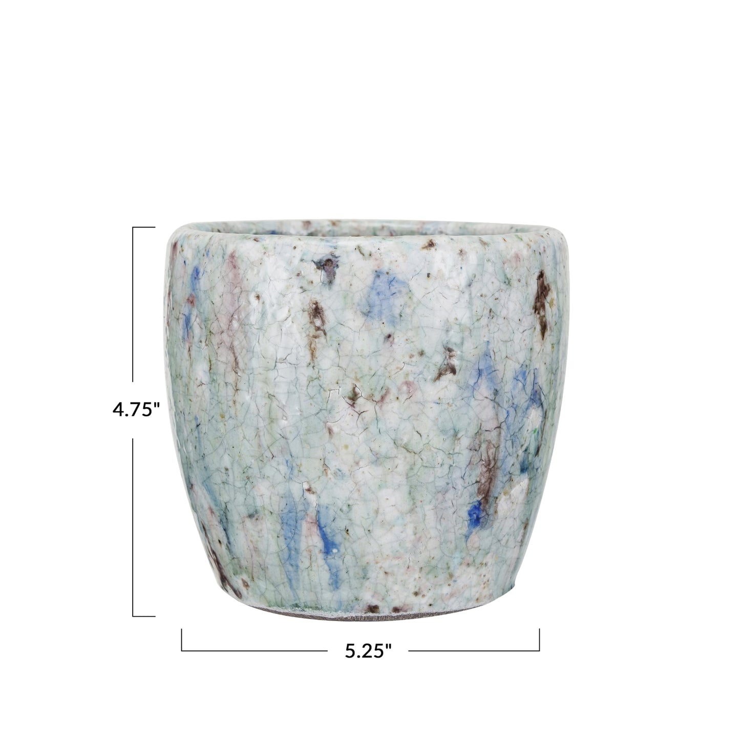 Creative Co-Op Terra-Cotta Planter with Crackle Glaze, Blue