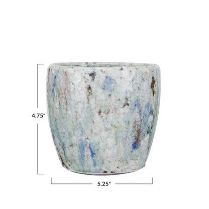 Creative Co-Op Terra-Cotta Planter with Crackle Glaze, Blue