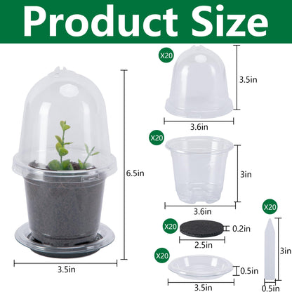 EBaokuup 20 Pack Self Watering Seed Starter Pot, 3 Inch Automatic Watering Plant Nursery Pots with Humidity Dome, Self Watering Nursery Pots for Potted Plants Seed Germination