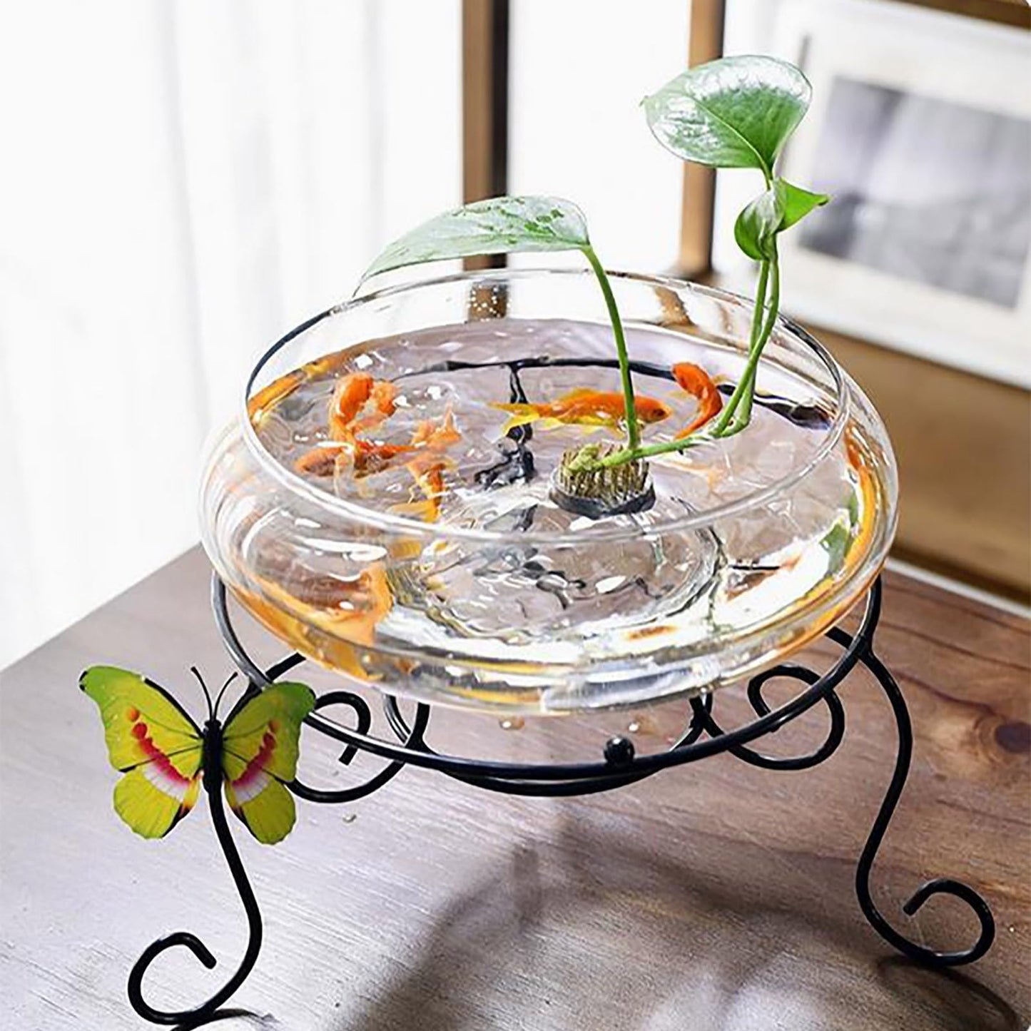 Flower Glass Vase, Bowl Terrarium Succulent Planter, Air Plant Hydroponic Display, Floating Candles Decorative Centerpiece Floral Container for Home or Wedding, Clear