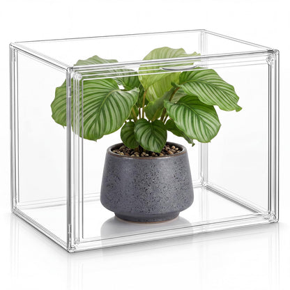 Novabright Mini Greenhouse Indoor, Clear Portable Tabletop Green House with Magnetic Door for Seed Starting, Plant Grow Warmer and Home Gardening Display (14.1 x 10.6 x 9 Inch)