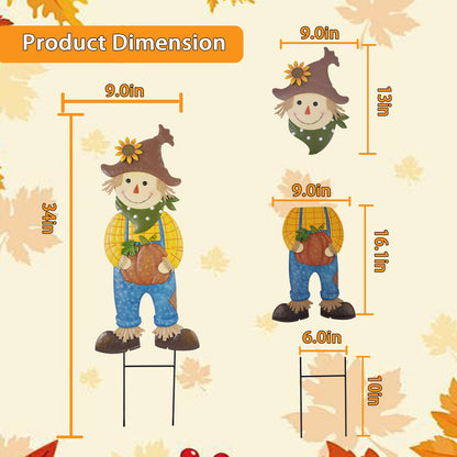Fall Harvest Yard Signs Outdoor Decorations - Scarecrow Pumpkin Farm Metal Stakes, Rustproof Lawn Art for Autumn Garden Thanksgiving Farmhouse Decor (Scarecrow, 1 Pack)