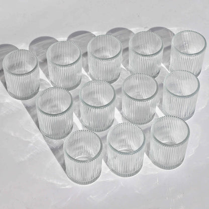VOHO 24pcs Clear Candle Holder Wedding Centerpieces for Tables, Votive Candle Holders for Votive & Tea Lights Candles, Clear Glass Tealight Candle Holder for Halloween
