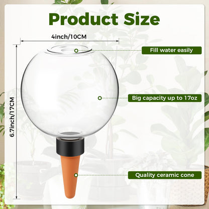 GLOBNGIAO 4 Pcs Self Watering Globes Plastic Automatic Watering Planter for Indoor Plants 17.5 oz drip Irrigation Watering Bulbs with Slow Release Control (Green)