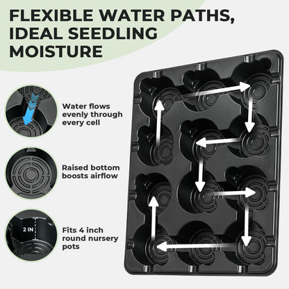 homenote 4 Inch Seed Starting Trays 5 Pack, 12-Cell Seedling Starter Trays for Indoor Outdoor Growing, Plant Starter Germination Trays for Pots Seedlings 4" Opening Compatible Pots