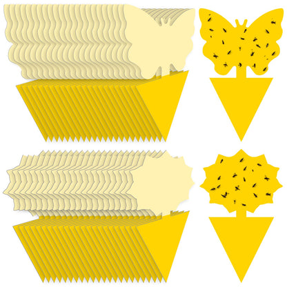 Landisun Fruit Fly Traps 48PCS Fungus Gnat-Traps for Indoor-Outdoor Yellow Fruit-Fly Sticky-Trap Plants Flying Bug Insects Traps
