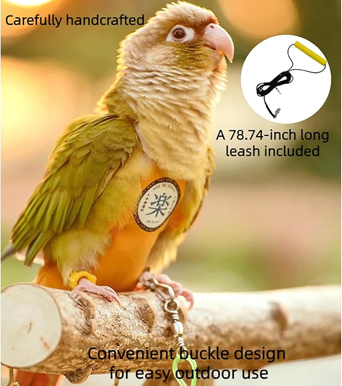 MANON ROSA Bird Diapers Leash Set Washable Reusable Handmade Flight Suit Waterproof Inner Layer - Protective Parrot Nappy Clothes Parakeets Macaws Budgies Canaries (Yellow2,Sun Conure)