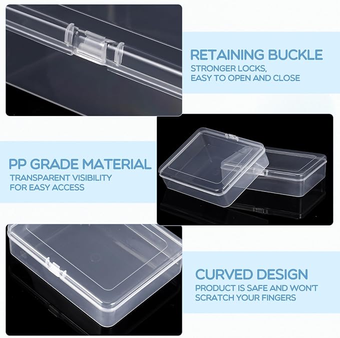 Jetec 30 Pieces Mini Plastic Clear Beads Storage Containers Box for Collecting Small Items, Beads, Jewelry, Business Cards, Game Pieces, Crafts (5 x 4 x 1.3 Inch)