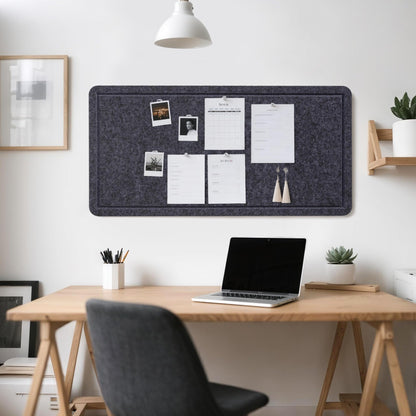 Lightomorrow Bulletin Board, 35 x 17 1/2 inches Felt Board - Decorative Pin Board, Cork Board Alternative for Wall, Foldable Self-Adhesive Vision Board Prayer Board with 20 Pushpins Dark Gray