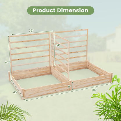 Giantex Raised Garden Bed with 3 Trellises, 88"L x 45"W x 43"H, Set of 2 Wood Planter Box for Vegetables Flowers Herbs Fruits Climbing Plants Cucumber, Easy Assembly, Outdoor Rectangular Raised Beds