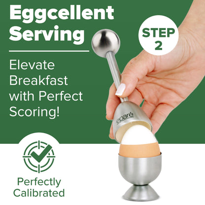Eparé Bundle: Electric Salt or Pepper Grinder & Steel Egg Cracker Topper Set - Battery Operated Ceramic Burr Peppermill Shaker & Complete Soft Boiled Egg Tool Set