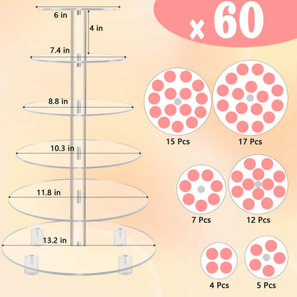 YestBuy Cupcake Stand, Acrylic Cupcake Tower Tree, 6 Tier Large Cupcake Holder for Pastry, Clear Cupcake Dispaly Stand with Base for Party, Wedding, Baby Shower
