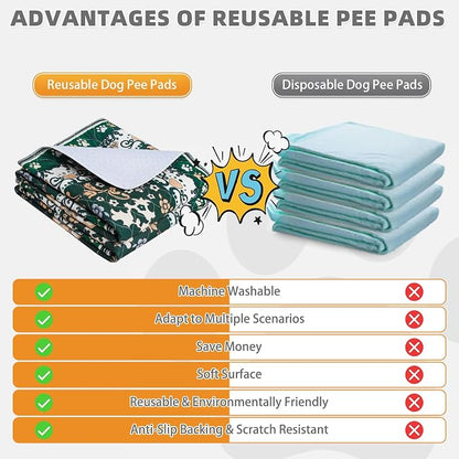 KOOLTAIL Washable Pee Pads for Dogs, 2 Pack Super Absorbent Reusable Puppy Training Pads Waterproof, Nonslip and Leak-Proof Dog Pee Pads, Large Pet Mats Whelping Pads for Floor, Crate, Couch 36*41
