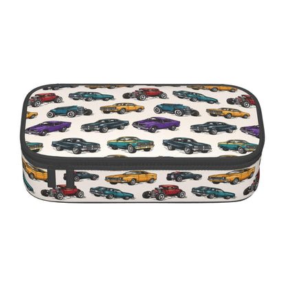 Geoocii Vintage Car Large Capacity Pencil Case Organizer Pencil Pouch Stationery With Zipper School Supplies Pencil Bag For Girls Boys Teens Adult Office