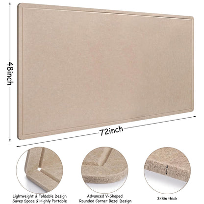 Large Bulletin Board - 72 x 48 Inches, Large Felt Board Decorative Pin Board for Wall, Foldable Photo Board, Lightweight Durable Pin Board for Home, Office, School, Classroom, Kitchen (Dark Camel)