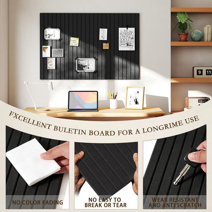 JBER Large Felt Bulletin Board 36" x 24" - 6 Pack Felt Wall Tiles, Cork Board Alternative to Use in Office & Home Decor, Classroom Decor, Vision Board to Display Your Photos(Black)