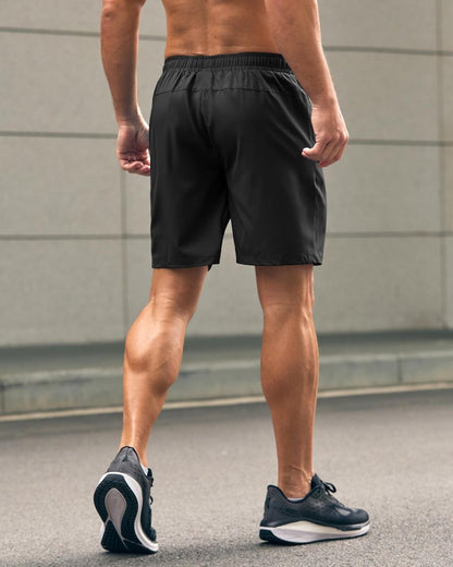 G Gradual Men's Athletic Running Shorts with Zipper Pockets Quick Dry 7"/ 5"/ 9" Workout Gym Shorts for Basketball Hiking(Black,7XL)