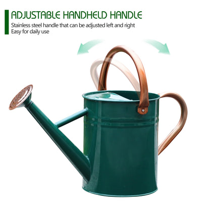 SunnyTong Metal Watering Can for Outdoor and Indoor Plants, Watering Can Decor, 1 Gallon (NewGreen)