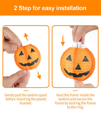 TIGOMOOV Halloween Lantern String Lights, Jack O Lanterns Pumpkin String Lights Plug in, 10 Orange Lights String 9.83FT Connectable Indoor/Outdoor Halloween Decorations