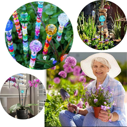 Fairy Wand Garden Stake Beads Kits,Beaded Decorative Garden Stakes Kit, 6 Large(14in) + 6 Mini (6in) Beaded Fairy Garden Stakes with Crysta l& Ceramic Toppers