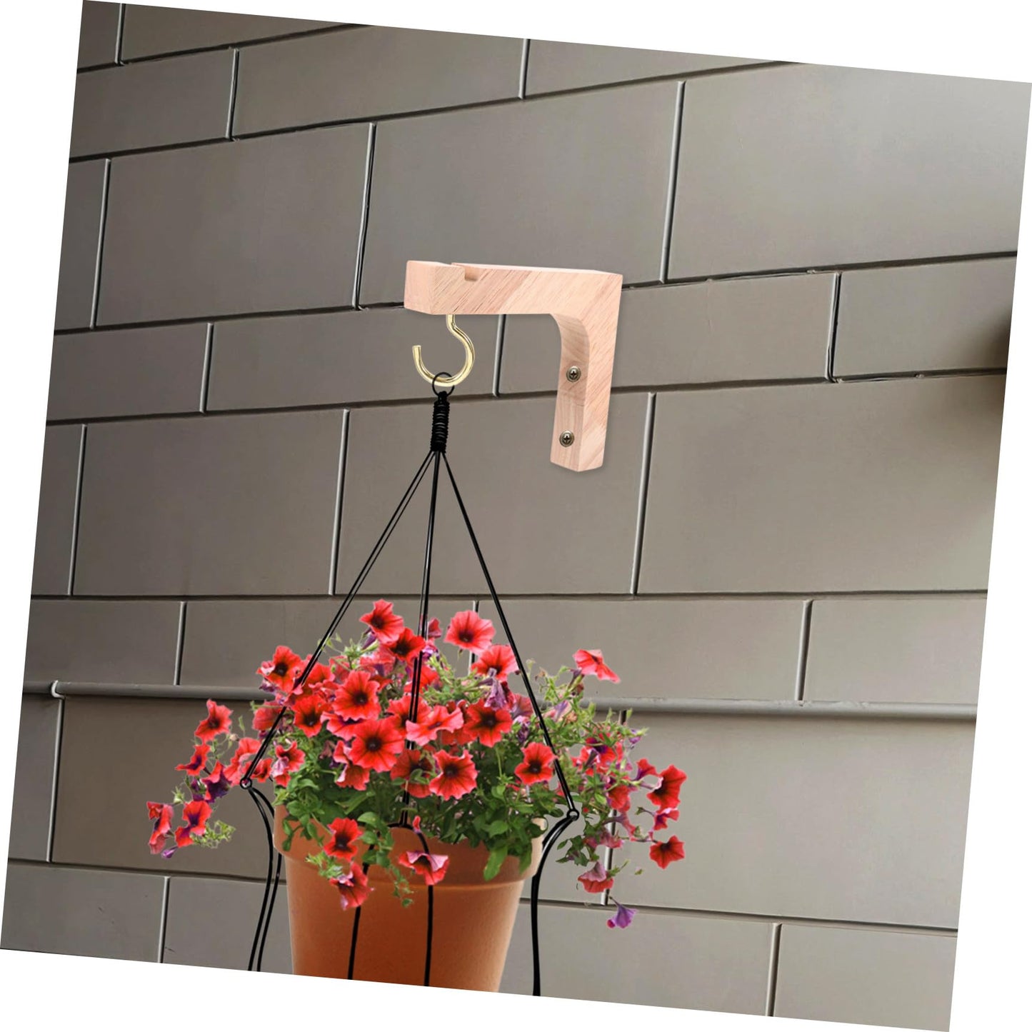 SEWACC Wooden Wall Hooks Plant Hangers for Indoor Outdoor Hanging Plants Heavy-Duty Wall Mount with Natural Wood Finish 2pcs Brackets for Garden Patio