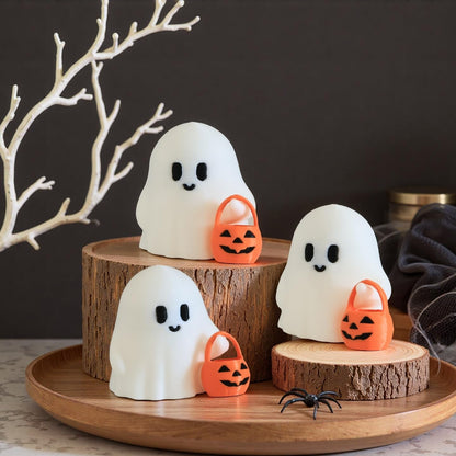 virsomier 3pcs Halloween Ghost Figurine - Cute Tiny Trick or Treat Ghost, Little Figurine for Halloween Home Decorations Indoor, Cute Decor (A)