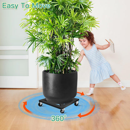 LLAXERGU Plant Caddy with Wheels, 16'' 2 Pack Metal Rolling Plant Stand Square Plant Dolly with Iron Lockable Casters Heavy Duty Pot Mover Rollers, Holds up 400 Lbs Planter