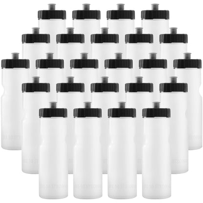 50 Strong Bulk Water Bottles 24-Pack – 22 oz BPA-Free Sports Bottles with Easy-Open Pull Top Cap – Made in USA – Reusable & Top Rack Dishwasher Safe Brand
