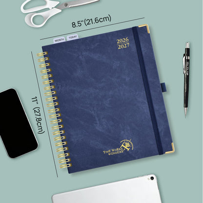 POPRUN Teacher Planner 2026-2027, Letter Size 8.5"x 11", Monthly and Weekly Calendar, July 2026 - June 2027, Hardcover Planner Notebook, Spiral Bound, Teacher Classroom Supplies - Beige