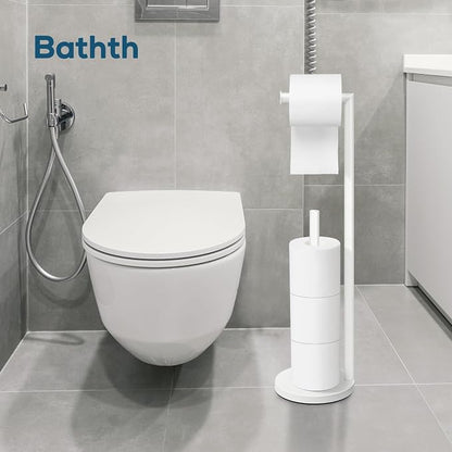 Toilet Paper Holder Stand,Toilet Paper Holder Free Standing,White Toilet Stand Holder for 4 Rolls,Toilet Paper Storage by Bathth