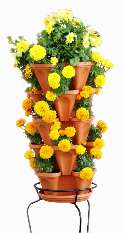 5 Tier Stackable Strawberry, Herb, Flower, and Vegetable Planter - Vertical Garden Indoor/Outdoor