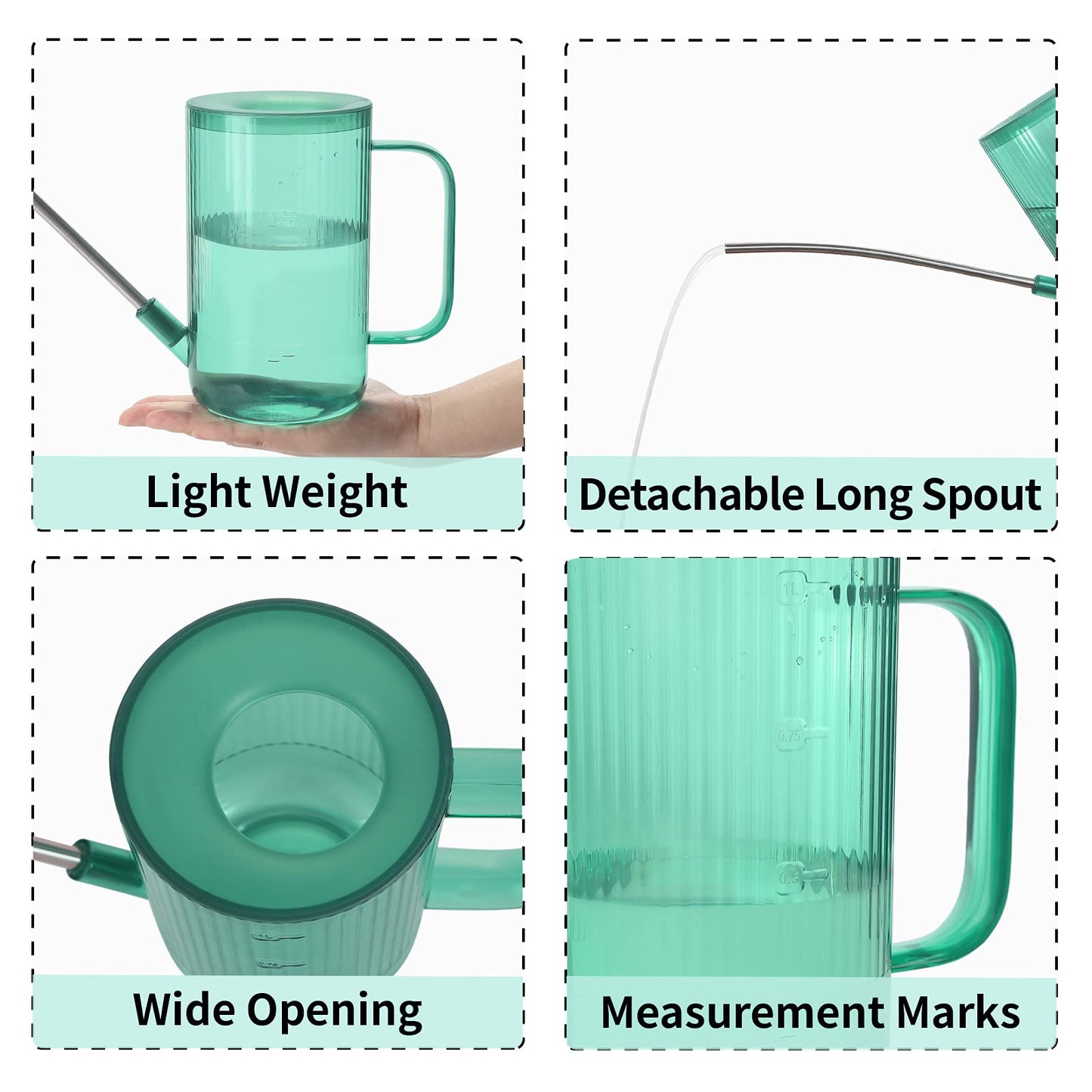 ONEDONE Watering Can Indoor Plants - Plant Watering Can 34 OZ, Long Spout Small Watering Can for House Plants Garden Potted Flowers with Spray Bottle, Squeeze Bottle Green