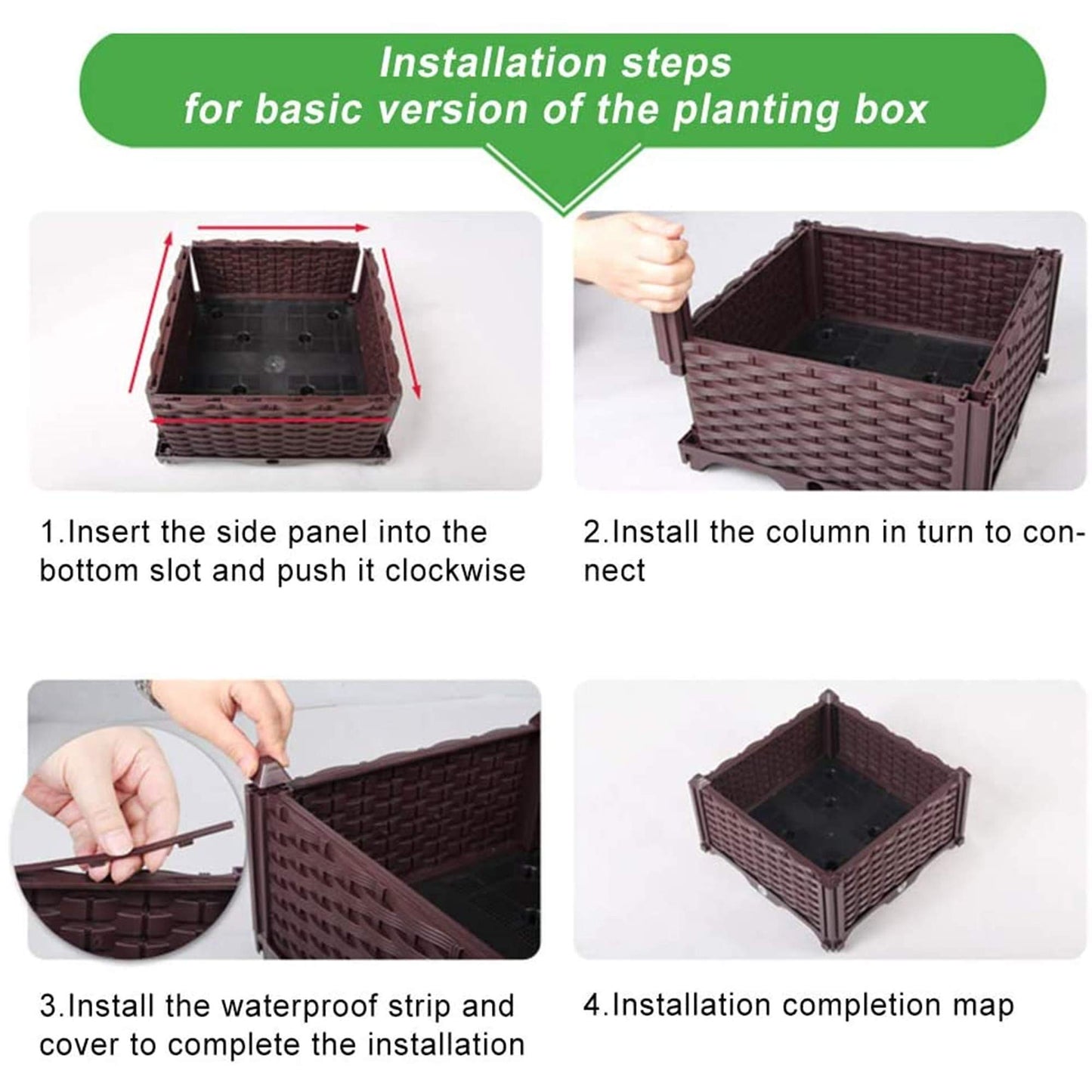 Elevated Planting Box, Indoor Outdoor Planter Boxes, Modern Rattan-Style Plastic Plant Stand, Garden Raised Bed for Vegetables, Herbs, Flowers,48"x16"x9"/120x40x23cm