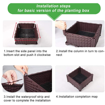 Elevated Planting Box, Outdoor Planter Boxes with Legs, Modern Rattan-Style Plastic Plant Stand, Garden Raised Bed for Vegetables,48"x16"x14"/120x40x36cm