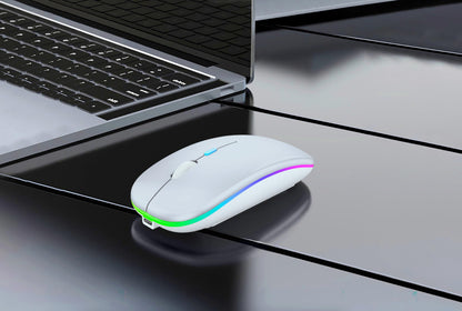 Wireless Bluetooth Mouse Rechargeable Laptop Mice with LED Lights Silent Slim Use(BT5.2 and 2.4G Portable USB Receiver)Dual Mode Computer Mouse for Laptop/iPad/Tablet/Apple/Computer/Mac(Black)