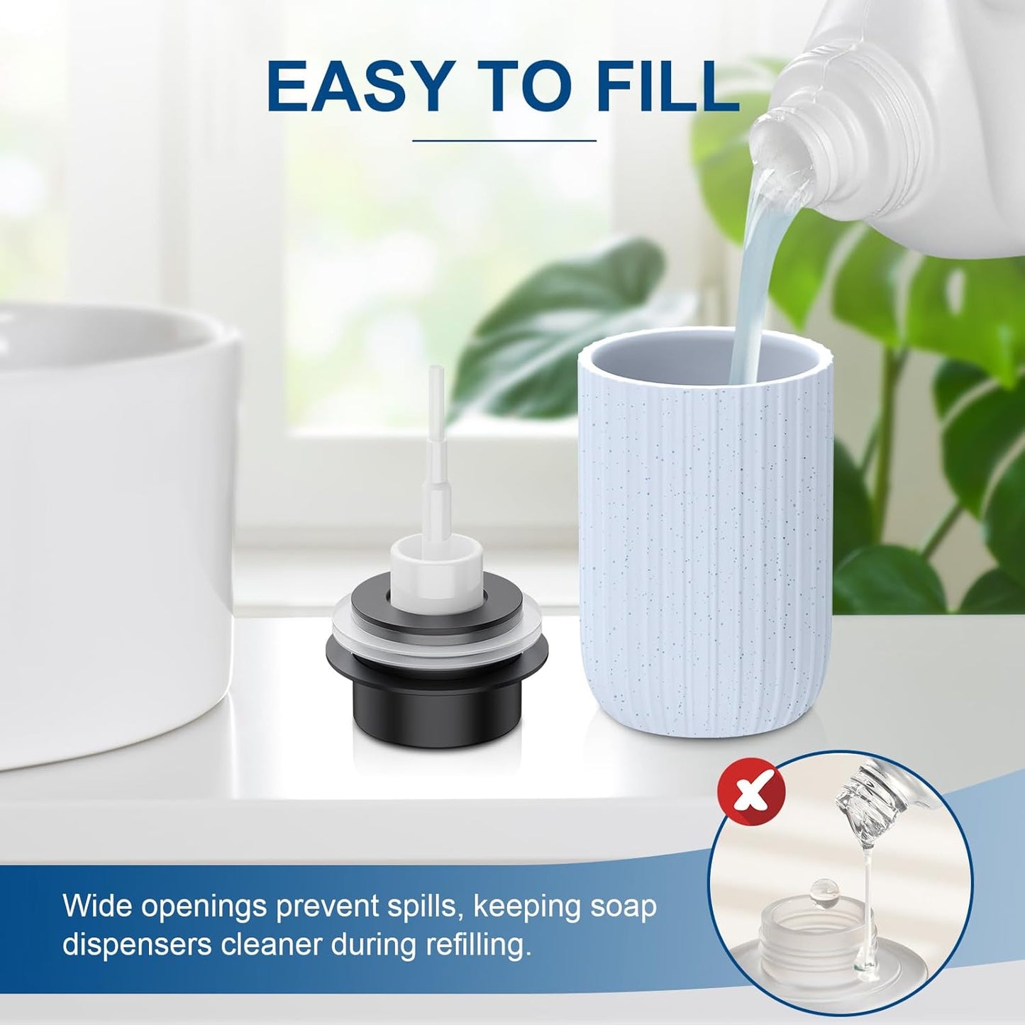 Ceramic Foaming Soap Dispenser, 12 oz Bathroom Foam Hand Soap Dispenser, Refillable Lotion Soap Dispenser with Removable Pump for Kitchen Hand Wash Dispenser, Modern Home Decor(2Pack-Black)