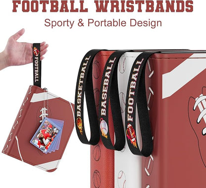 Mlikero 440 Pockets Football Card Binder, Sports Card Binder with Card Display Design, Premium Card Ablums with Sports Pattern Wristband Fit for Football Cards 2026
