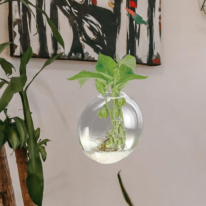 GALPADA Wall Hanging Hydroponic Glass Terrarium Planter Vase Flat Glass Plant Pot for Indoor Home Décor, Single Piece