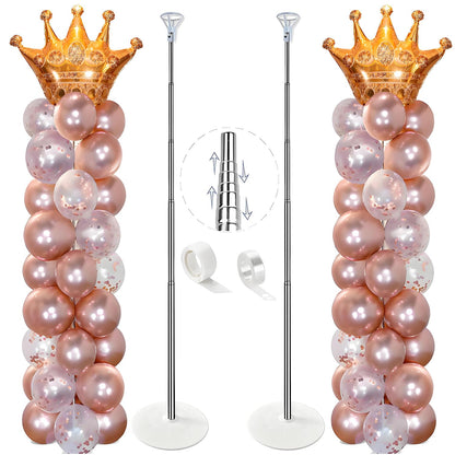 GIMCALO Balloon Column Stand Kit Set of 2, 7ft Height Adjustable Balloon Arch Kit, Metal Telescopic Pillar Balloon Stand, Birthday Party, Graduation, Wedding Christmas Decorations