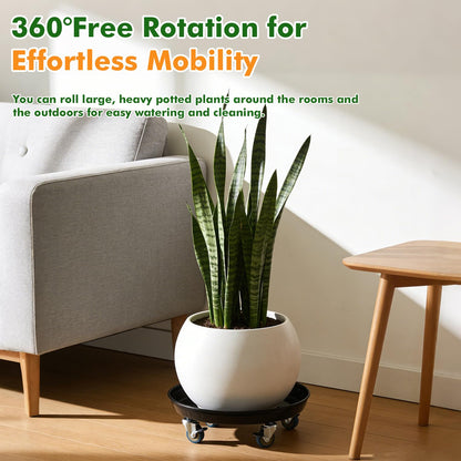 Planterhoma 3 Packs 18" Metal Plant Caddy with Wheels Extra-Large Rolling Plant Stand Heavy-Duty Plant Dolly with Casters Indoor Outdoor Wheeled Flower Pot Mover Rollers Garden Cart Trolley, Black